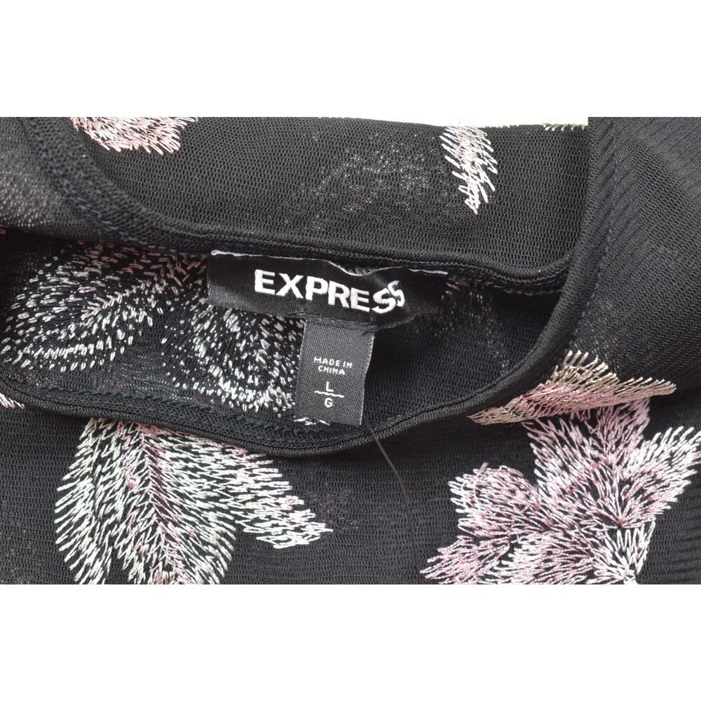 Express Black Mesh Floral Embroidered Bodysuit - Picture 6 of 8